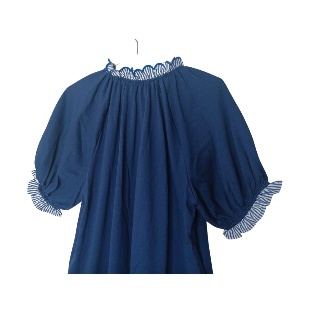 New with tags Umgee French Terry Mini Dress S Blue Ruffle Striped Trim Boho - Picture 11 of 16
